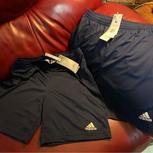 New! LOT of 2 ADIDAS Boys Youth XL Navy Blue Athletic Gym Shorts Basketball